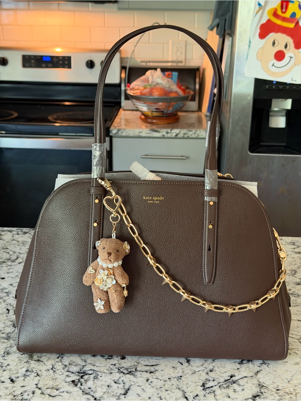 kate spade New York Maise Brown Pebbled Leather Carryall NWT